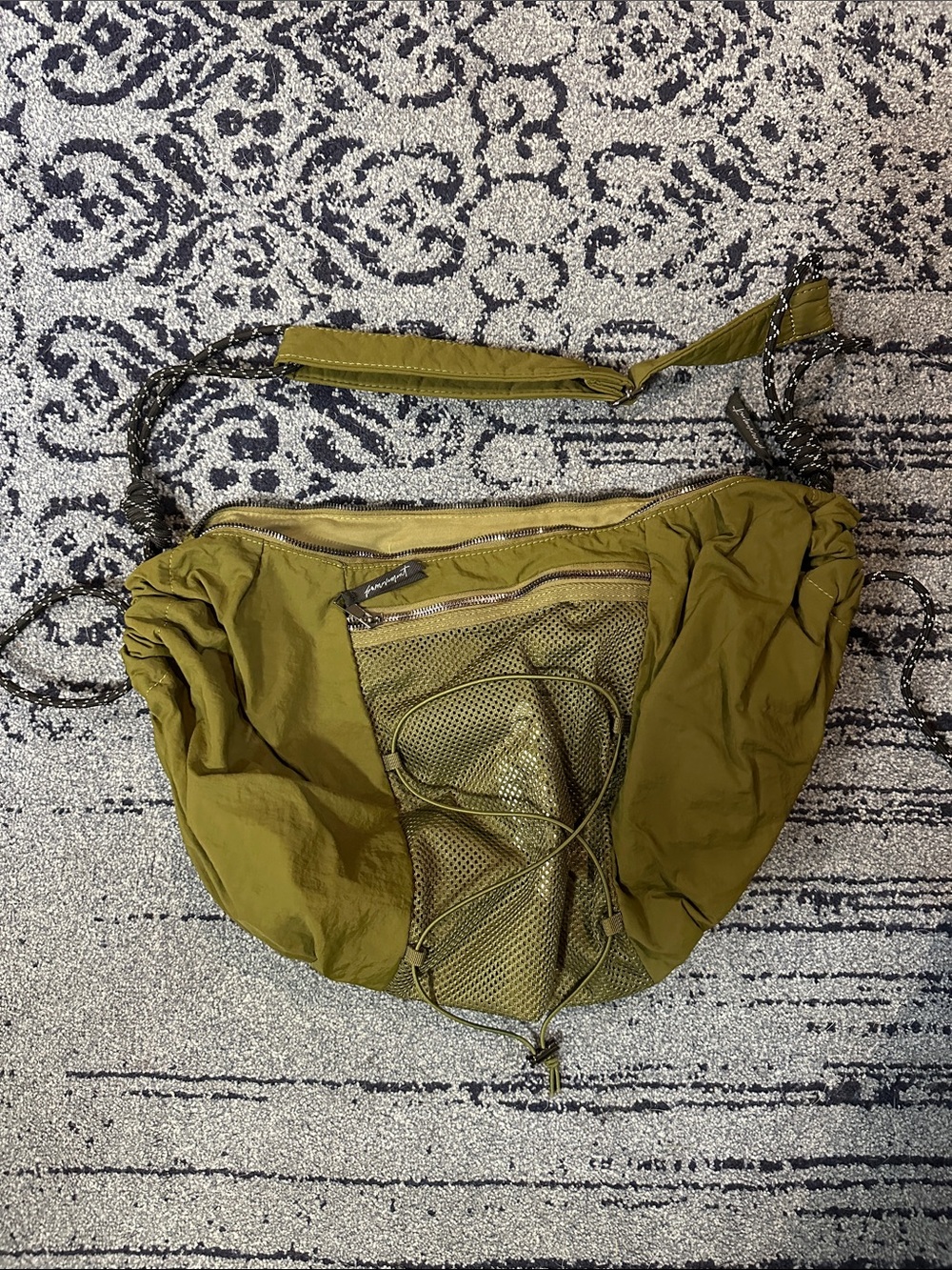 FREE PEOPLE Olive Green Drawstring Crossbody Bag - Women
